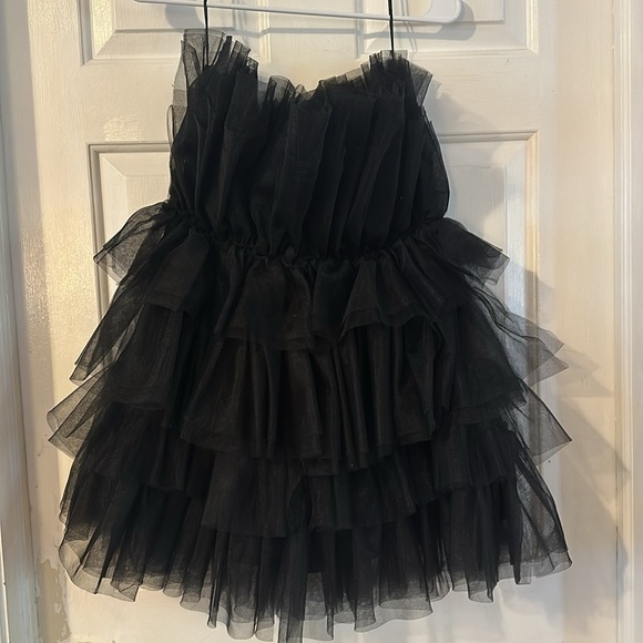 Women Altar’d State Daria Tulle Black Mini Dress Size Large - Picture 5 of 6